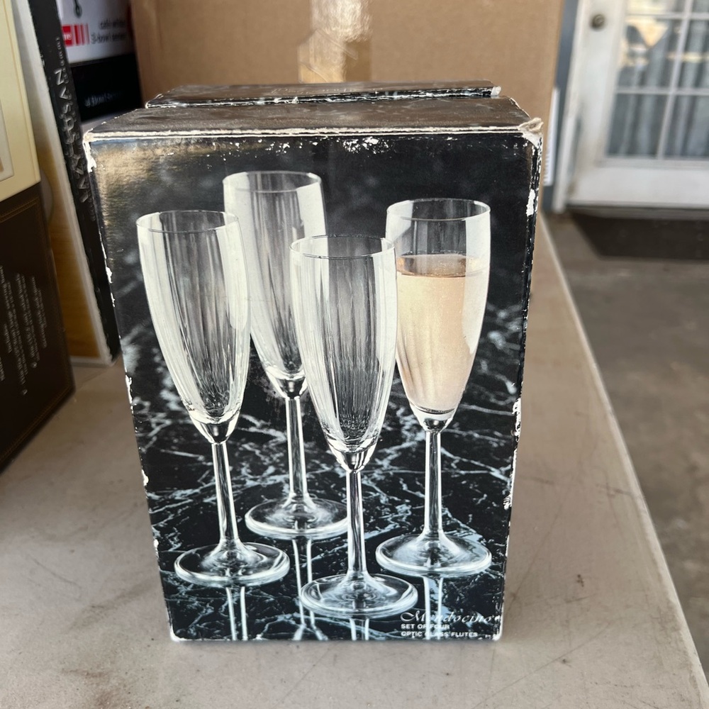 Set of 4 Crystal Champagne Flutes